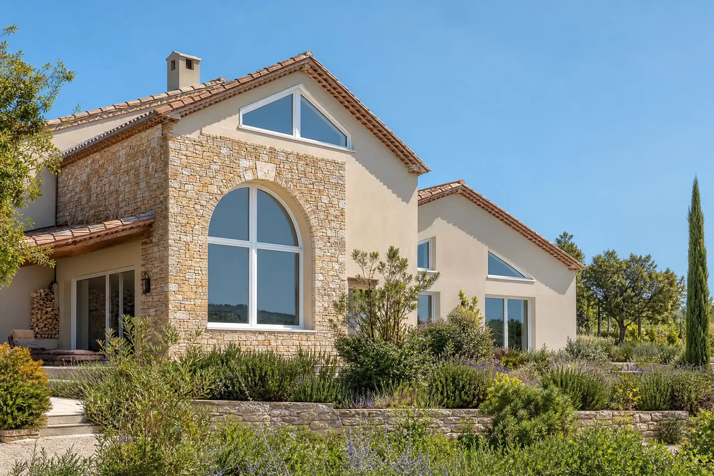 Fenêtres en formes spéciales sur maison provençale dans le Var – Var Pose Alu
