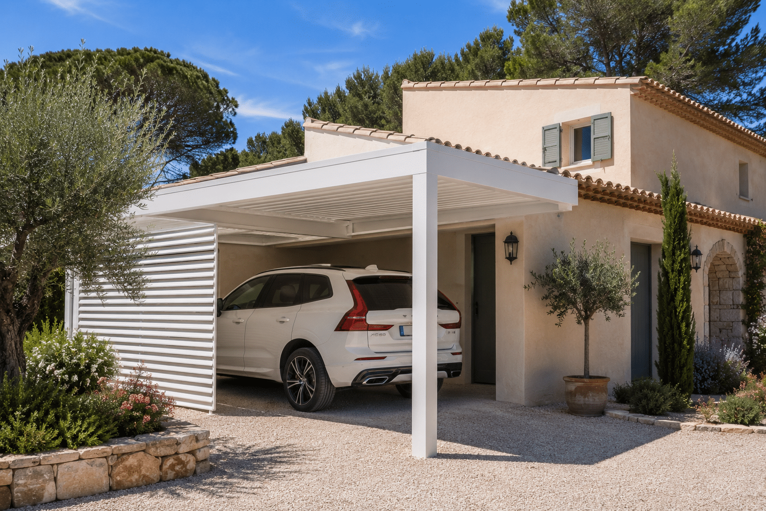 Carport aluminium adossé maison sur mesure Var